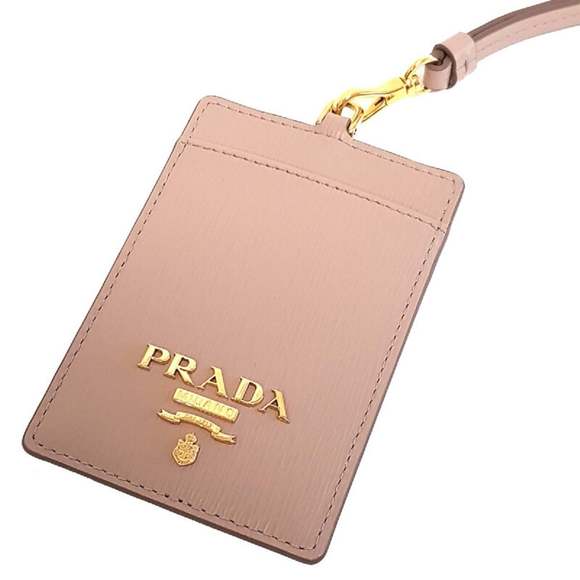 Prada Vitello Move Beige Leather Logo Plaque Lanyard Cardholder - Picture 4 of 9